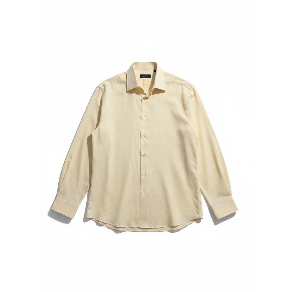 Ike Behar New York Pale Yellow Textured Cotton Button Down, Men's Long Sleeve
